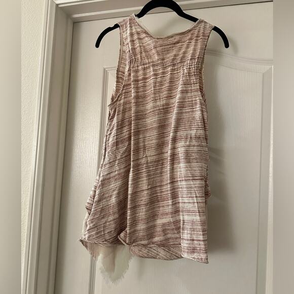 Anthropologie burgundy and cream layers rule tank blouse size large - Picture 2 of 5